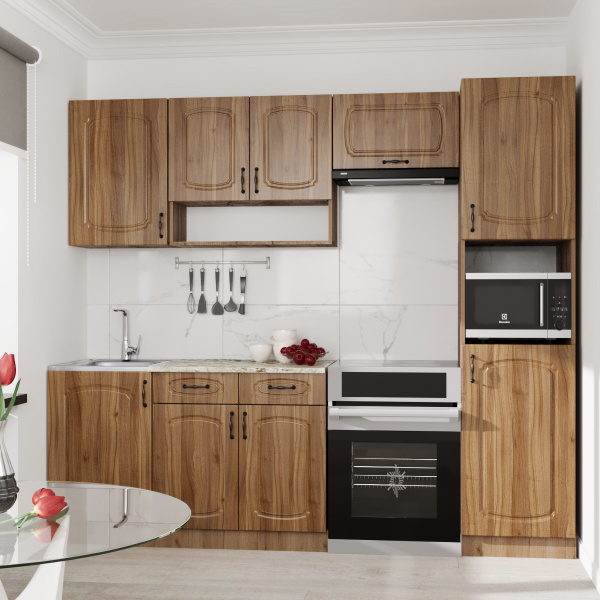 Кухня Комплект №4  Дуб крафт табачн./Орех антик (столеш Версаль, без мойки) 1,8м 