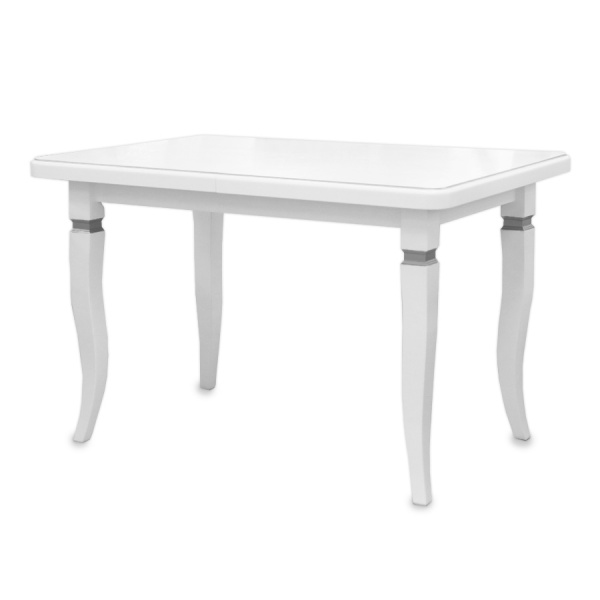 Стол СКР 120+35*80*75 прямоугол.(квадрат)/белая эмаль патина CЕРЕБРО/опора №5