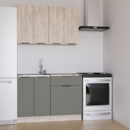 Кухня ДЖАЗ  Дуб Эндгрейн/ЭвоГлосс Тёмно Серый/Версаль (без мойки) 1,2 м 