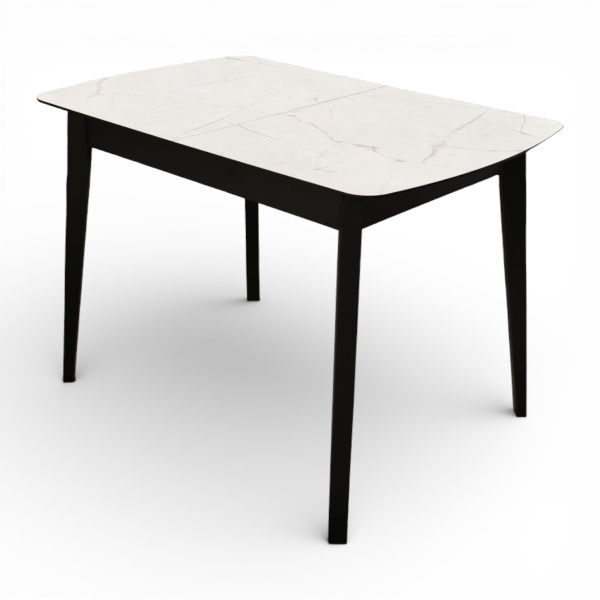 Стол Ньюман МДФ/пластик, 1100 (1450)*700 Мрамор Монтекатини, опора ZD08 дер/черный
