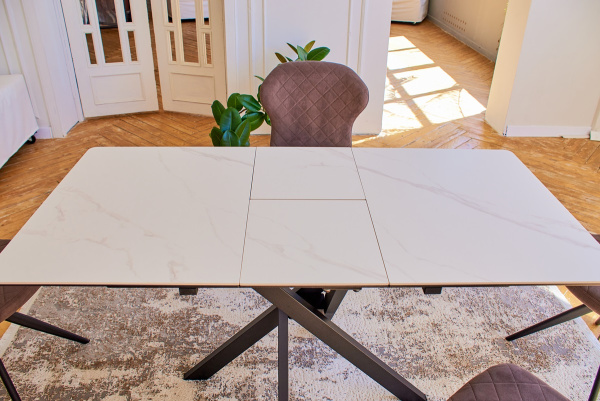Стол Касабланка-1С PVC  WHITE MARBLE/черный
