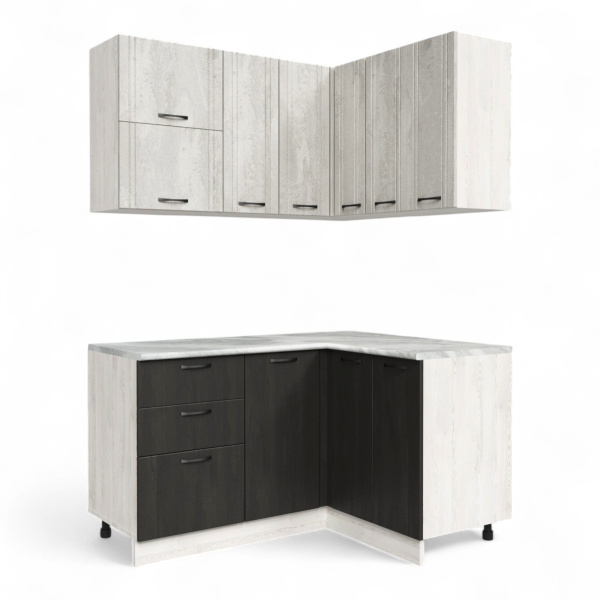 Кухня УГЛОВАЯ  Бари  Сосна лофт/Асфальт светлый/Асфальт темный(Столеш. Этория)