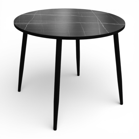 Стол Поло D900, металл черный+пластик Черный Мрамор Тунис