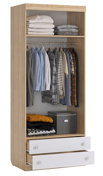 Форсаж Шкаф комбинированный (с ящ. 2-створчатый) (дуб крафт золотой/белый)