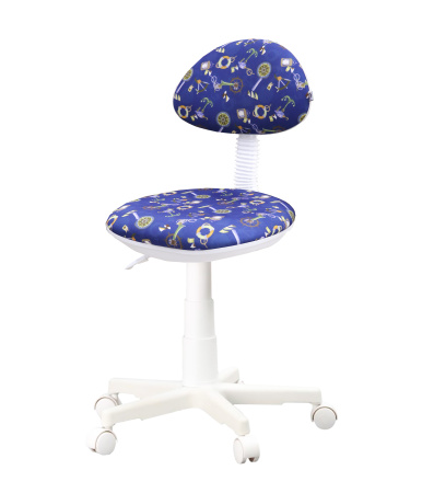 Кресло Логика (пластик WH,Ткань,KiD'S,9 (якоря фон синий),О,PL 540, б/подл, ролик белый)