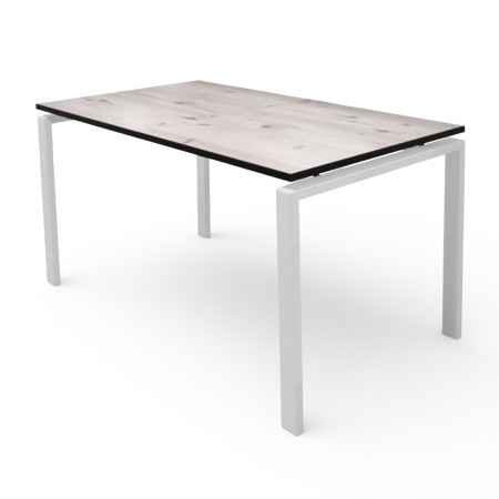 Стол Ареа,1400(+400)*800, металл БЕЛЫЙ+пластик (Бискайская сосна) B2