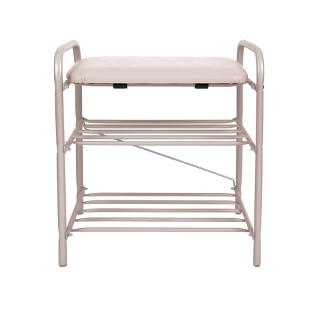 Банкетка 1 для обуви (арт. Б1-1/БЖ) Бежевый металлик/Винислкожа Слоновая кость