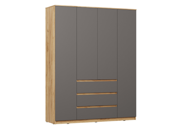 Сити Шкаф ШР-4 с ящиками Серый Графит/Дуб Крафт Золотой