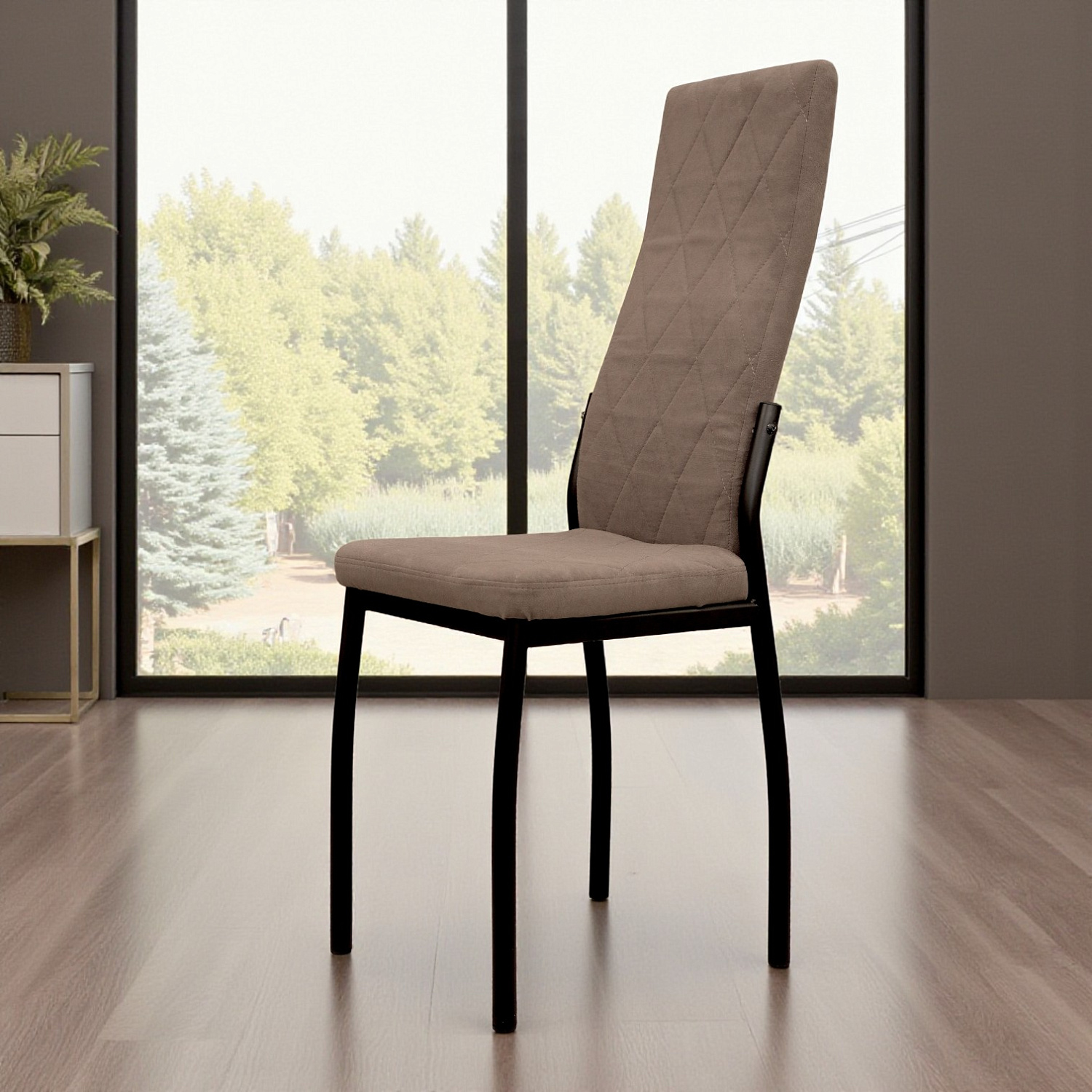 Стул Лорд Ромб черный, велюр коричневый