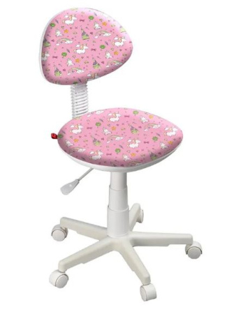 Кресло Логика (пластик WH,Ткань,KiD'S, №21(единорожки),О, PL 540, б/подл, ролик белый)