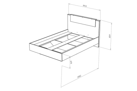 HUGO кровать 1400х2000 Дуб Гранж